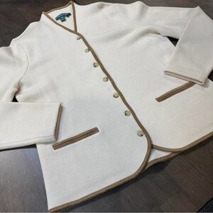 Vintage Ralph Lauren Pendleton Cream Blazer with Tan Trim